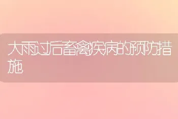 大雨过后畜禽疾病的预防措施